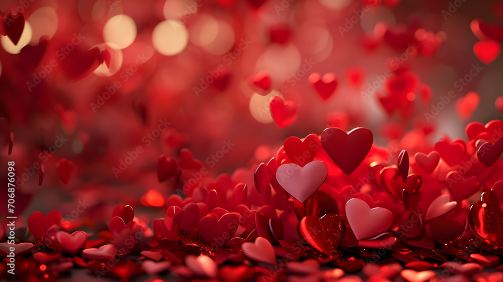 A flock of love-filled hearts float among delicate petals of pink and red roses, illuminated by the warm glow of valentine's day A flock of love-filled hearts float among delicate petals of pink and red roses, illuminated by the warm glow of valentine's day