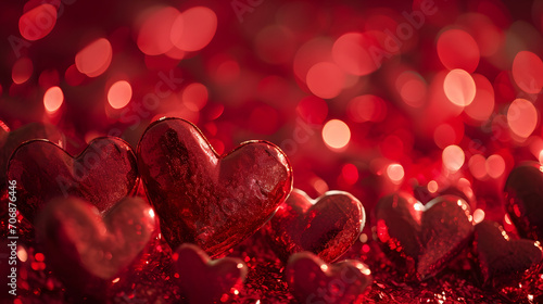 Love and warmth radiate from a cluster of glowing red hearts, embodying the holiday spirit of both christmas and valentine's day