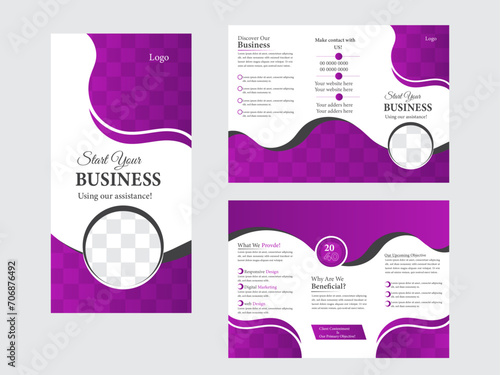 Vector modern corporate business bi fold business brochure design template.
