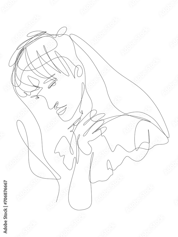 Female line art one continuous abstract face by drawing with shape Female line art one continuous abstract face by drawing with shape