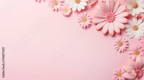 Banner with flowers on light pink background © Salman