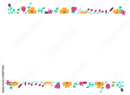 Colorful flowers decorated for border frame isolated on white background - vector illustration
