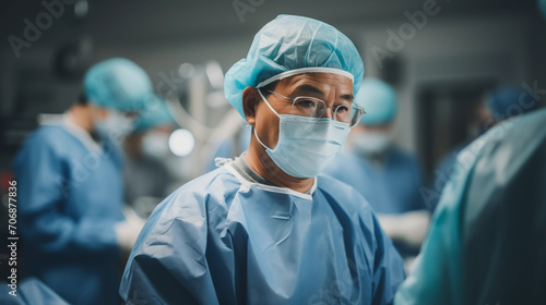 Asian surgeons at work in the operating room