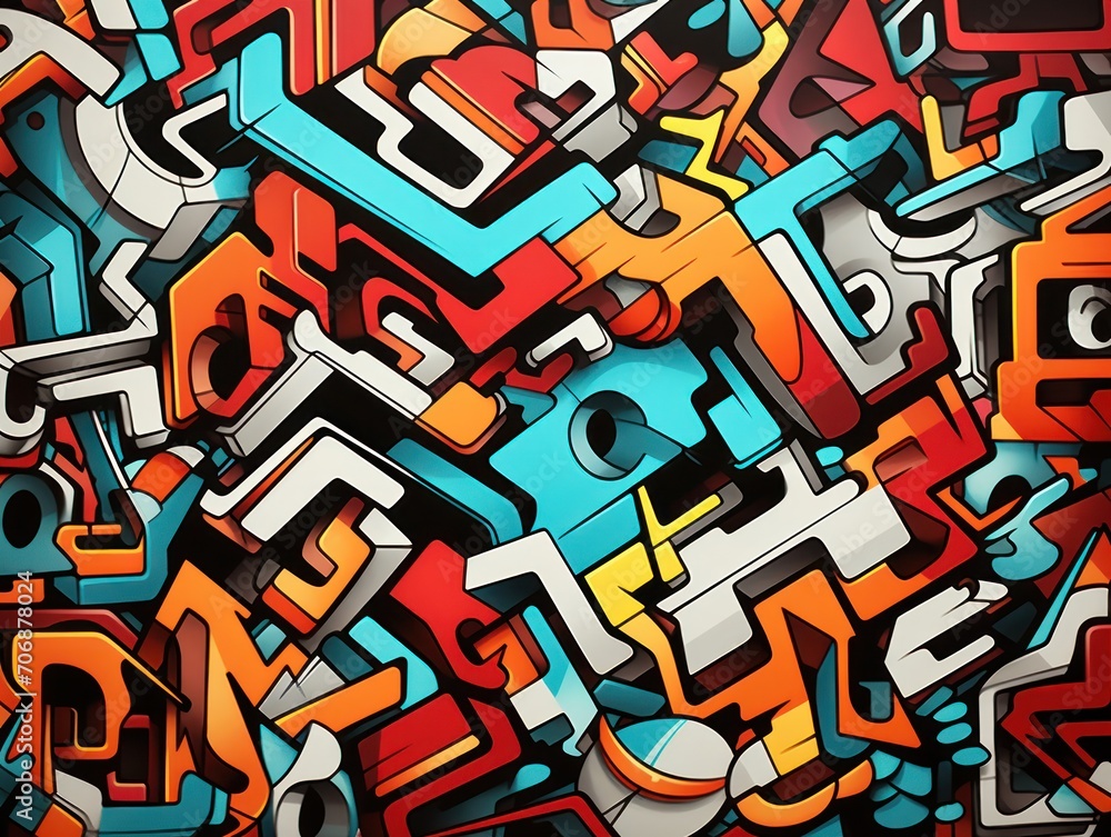Alphabet Painting Showcasing a Variety of Letters on a Wall, graffiti style