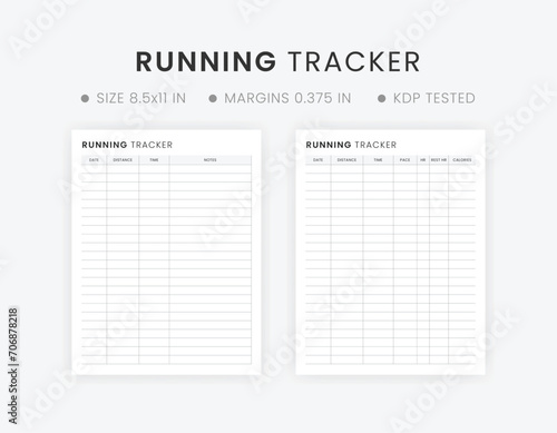 Printable Running Tracker Template Editable Health & Fitness Planner