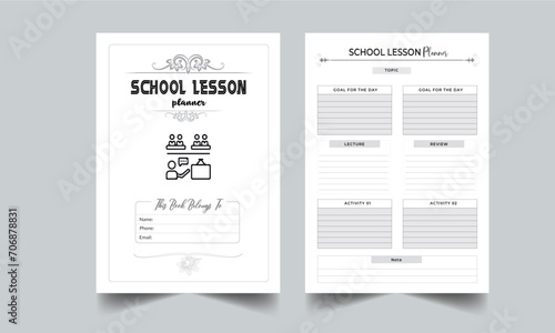 School Lesson Planner. Daily Gratitude Monthly & Yearly Undated Planner. Journal. Printable Gratitude Journal. Planner Bundle Design. Printable Planner Set with cover page layout template