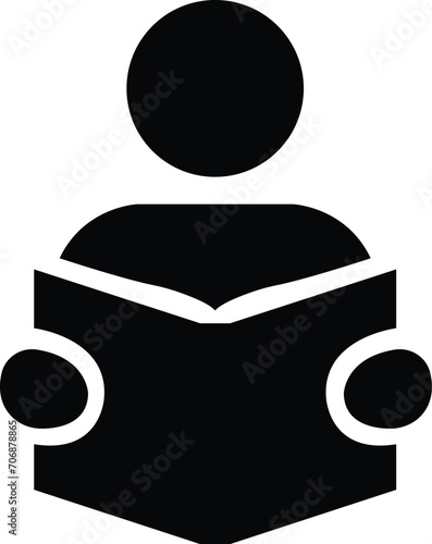 Read book icon. Person reading book vector. Education concept activities of education, learning, reading book, course and training, back to school. Reader symbol, isolated on transparent background.