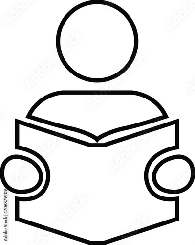 Read book icon. Person reading book vector. Education concept activities of education, learning, reading book, course and training, back to school. Reader symbol, isolated on transparent background.