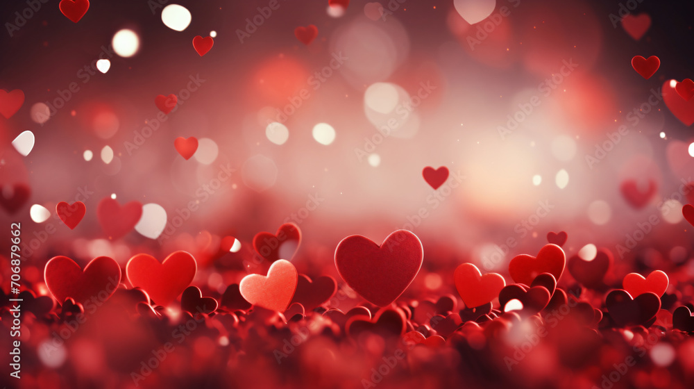 Beautiful festive background with small red hearts