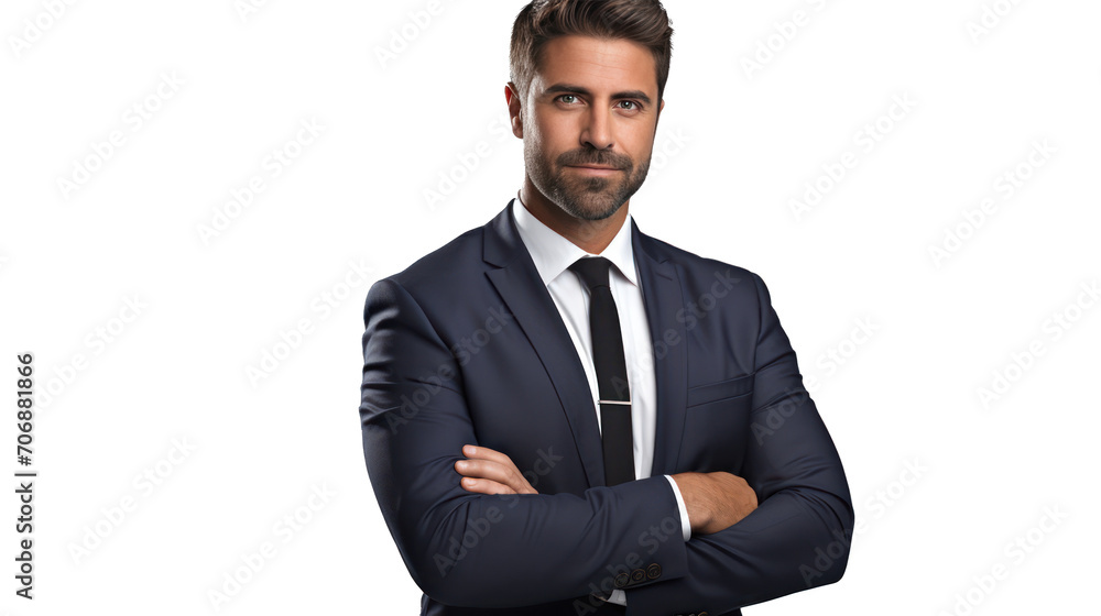 A Portrait of a businessman on a white isolated transparent background. A Portrait of a businessman on a white isolated transparent background.