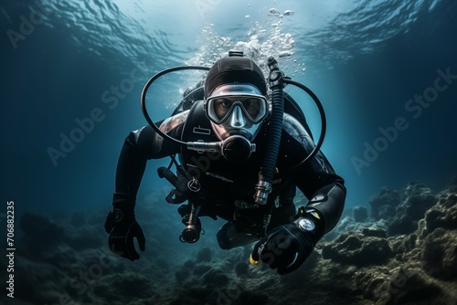 Male Scuba Diver in the Underwater World © imagemir
