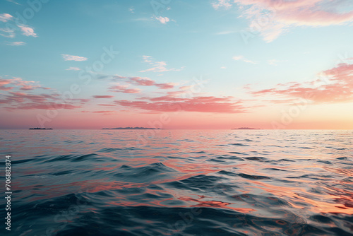 Simplified forms depicting a calm sea at sunrise. © Oleksandr