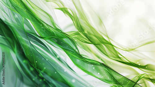 Abstract white and green color background with wave line pattern, 3D illustration. © BK_graphic