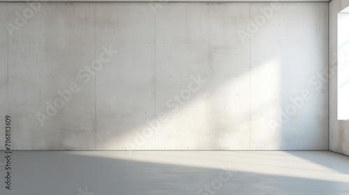 Minimalistic abstract light grey wall background for product presentation with sunlight shadow