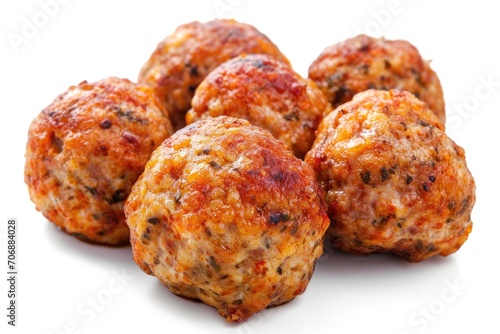 A pile of meatballs on a white surface. Perfect for recipes and food blogs