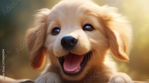 a puppy happy with excitement, in the style of cartoon realism