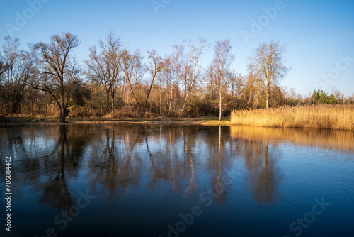 reflections on a frozen lake