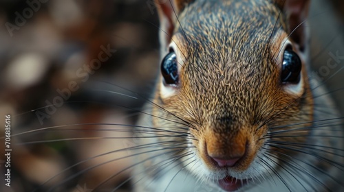 A close-up photograph of a squirrel looking directly at the camera. Perfect for nature enthusiasts and animal lovers.