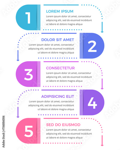 Minimal business infographic design template with five options or steps, process, workflow template, vector eps10 illustration
