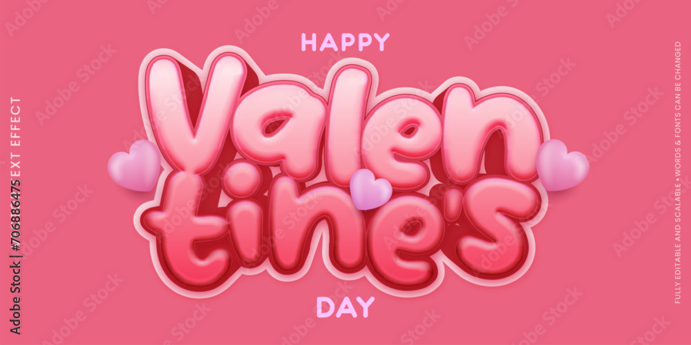 Editable text effect valentine's day concept text style