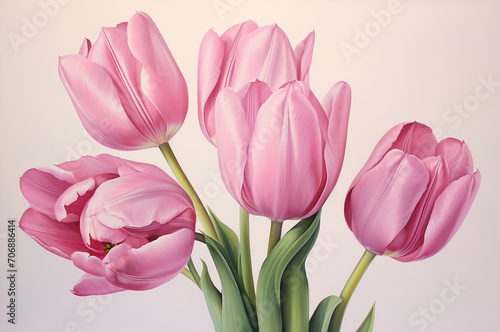 Pink tulips. Barbicore. Mother s day card