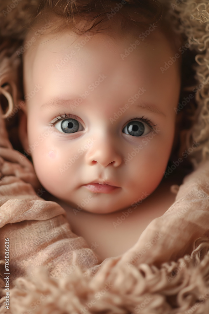 studio portrait of a baby wrapped in blanket studio portrait of a baby wrapped in blanket