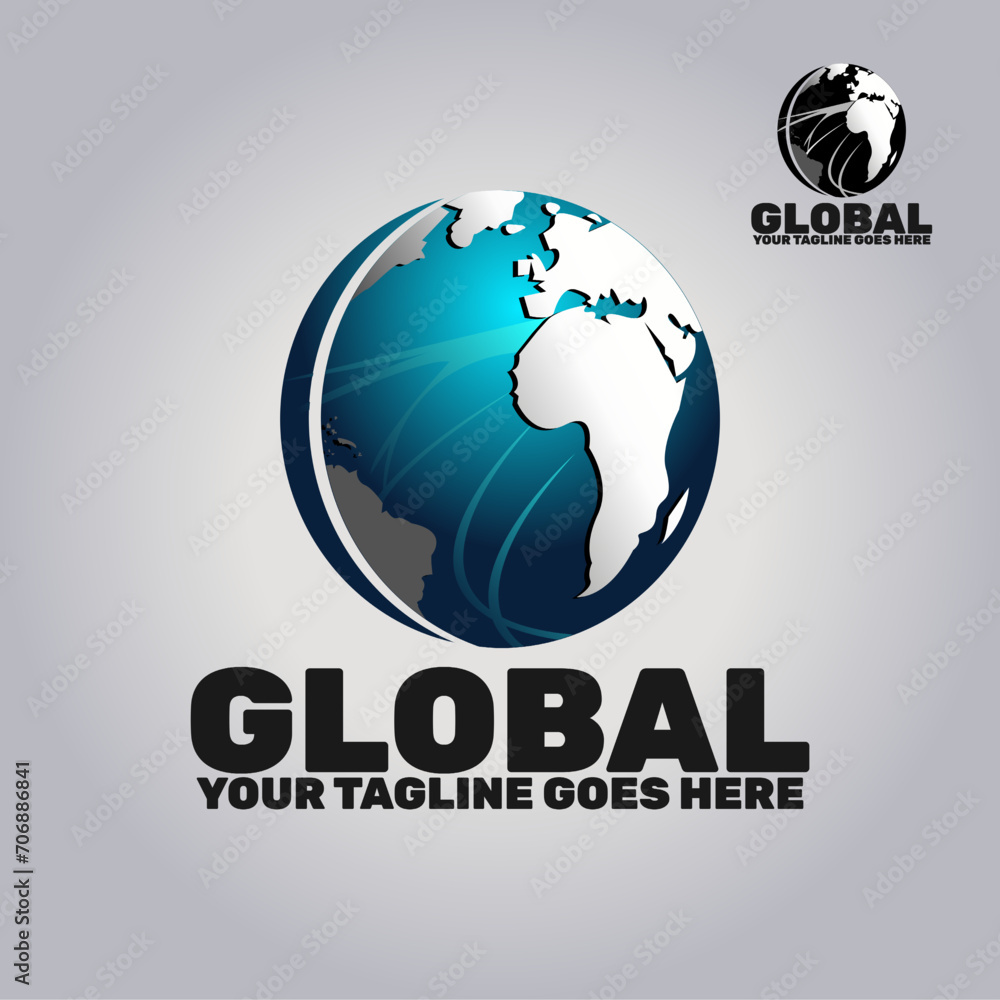 global media logo template , global tech logo template. a globe with world map on it and communication lines around the world global media logo template , global tech logo template. a globe with world map on it and communication lines around the world