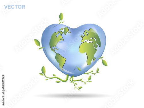 Planet earth.
The concept of attitude towards peace, love and care for the environment.
 Ecology, green energy. Vector.

