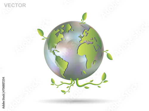 Planet earth.
The concept of attitude towards peace, love and care for the environment.
 Ecology, green energy. Vector.
