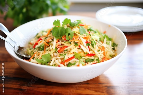 asian slaw with fresh cilantro, green onion accents