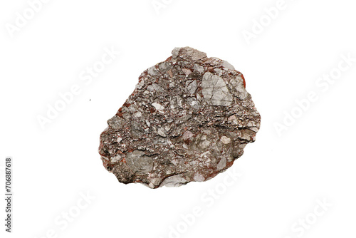 conglomerate rock stone isolated on white background.