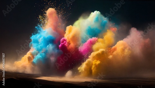 explosion of  colorful smoke 
