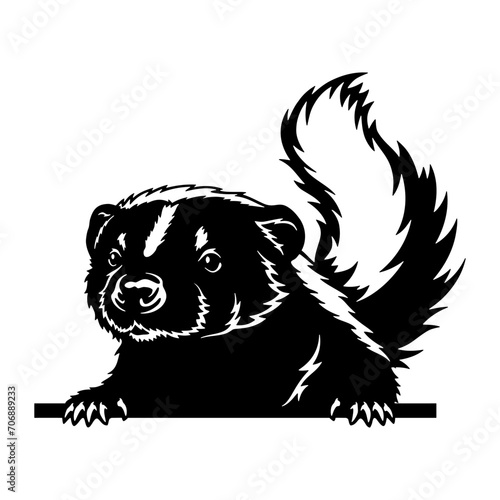 Peeking Skunk Stencil - Peeking Animal Cut file, Funny Animal Stencil