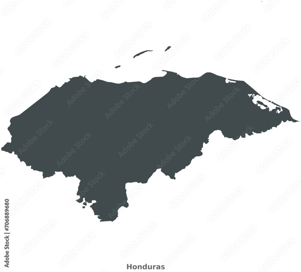 Map of Honduras, Central America. This elegant black vector map is ideal for graphic design, artistic projects, educational purposes, and versatile media use, adaptable to various settings and resolut