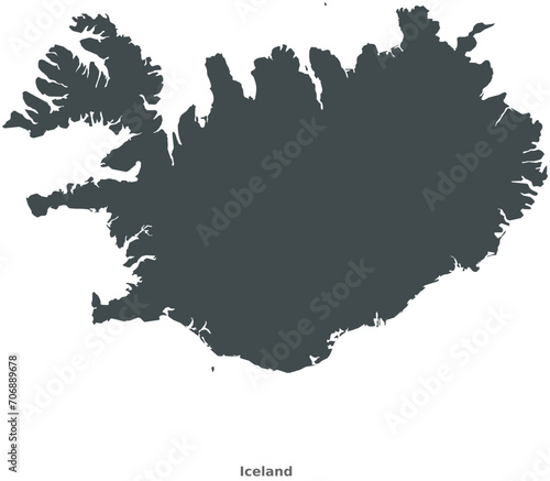 Map of Iceland  Northern Europe. This elegant black vector map is ideal for graphic design  artistic projects  educational purposes  and versatile media use  adaptable to various settings and resoluti
