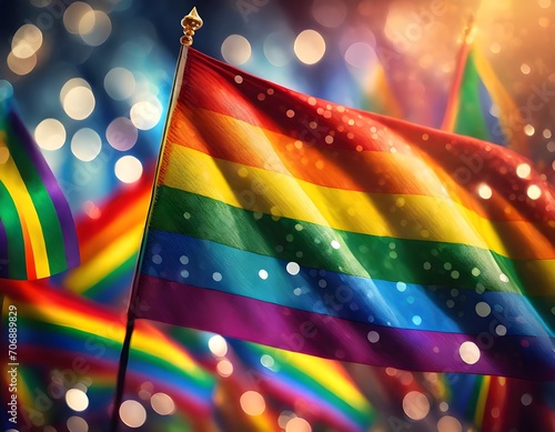 Rainbow Peace flag isolated, generative Ai photo