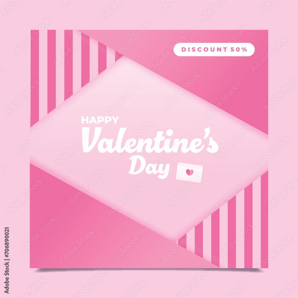 Happy Valentine's day Luxury sale banner Love discount social media post