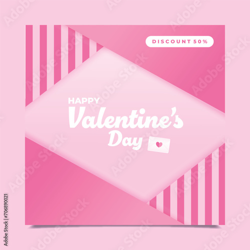 Happy Valentine's day Luxury sale banner Love discount social media post