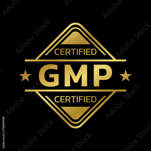 GMP certified icon or logo. Good manufacturing practice stamp or badge. Vector illustration.
