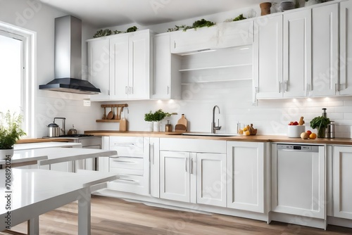 White kitchen interior with cabinets  © Ayan