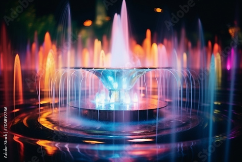 colored fountain at night, water fountain