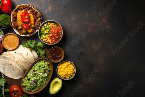Complete mexican food composition copy space concept generative AI