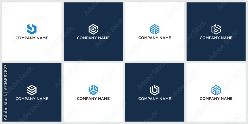 set of Letter B hexagon simple logo icon design vector set of Letter B hexagon simple logo icon design vector