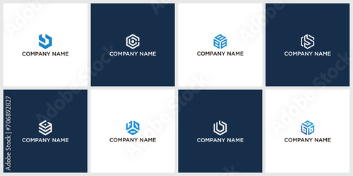 set of Letter B hexagon simple logo icon design vector photo