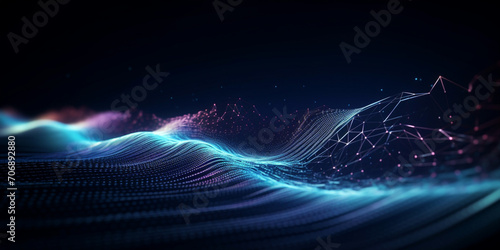 Abstract Waving Particle Technology Background,, Modern IT Technology Show Evolving Particle Abstract Background