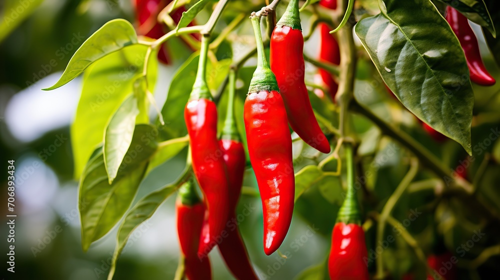 red chilies on the tree. Hot red chili. Red chili peppers growing in the vegetable garden red chilies on the tree. Hot red chili. Red chili peppers growing in the vegetable garden
