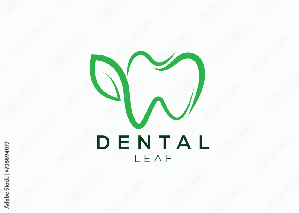 Dental leaf logo design vector template. Natural dental vector logo