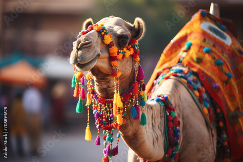 Beautiful decorated camel for culture festival