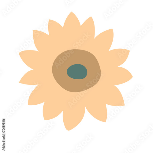 Flat flower bud element for beautiful design. Simple form. Vector drawing.