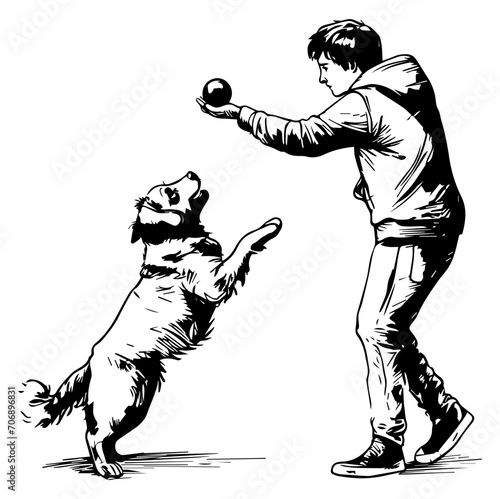 Pet and owner playing fetch